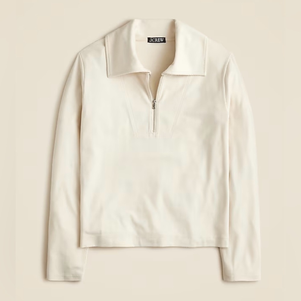 J.Crew Soft rib quarter-zip top in natural - Picture 5 of 8